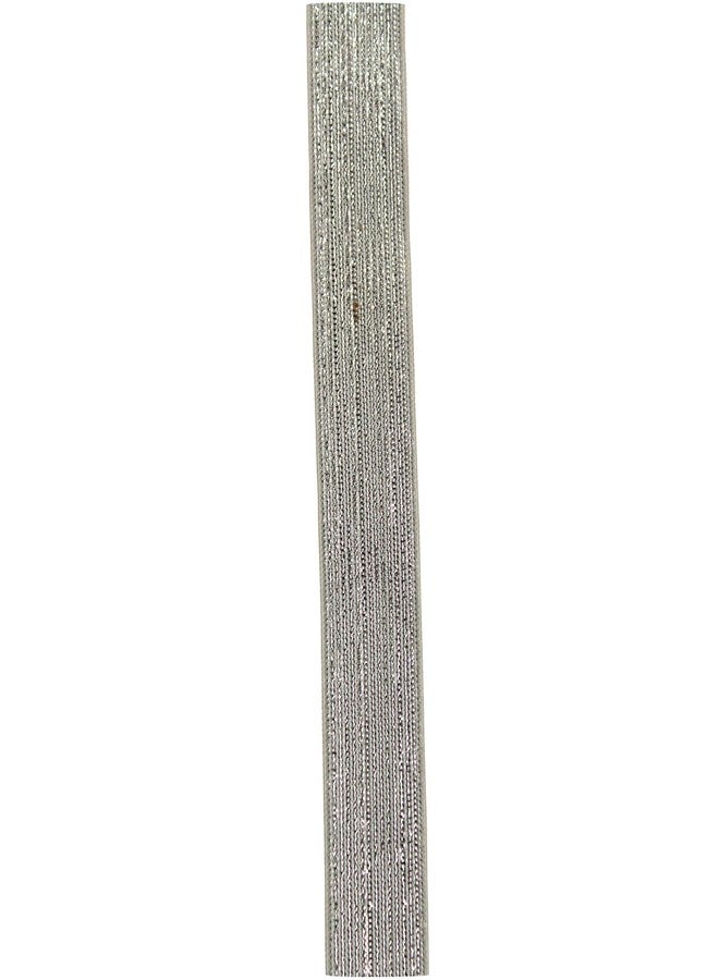 Jainsons Knitted Lurex Silver ZARI Elastic 25 Meters Pack 1.5 inch (40 mm) Premium Boutique Range Heavy Quality, Ideal for Tailoring/Sewing, Fashion Designing, Boutique, Stitching. (Silver, 1.50") - Image 3